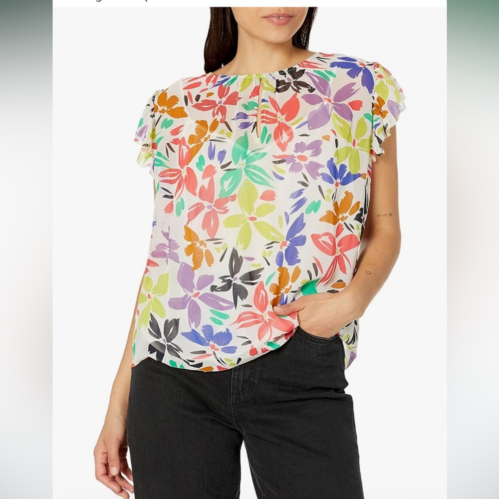 Velvet by Graham & Spencer Floral Blouse Top Multicolor M‎